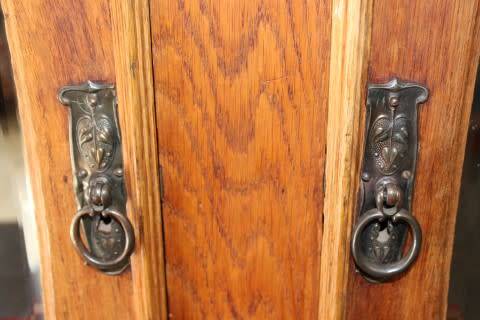 Discounted!! Vintage Oak two-door, two division wardrobe with "full-length" bevelled glass mirrors!!