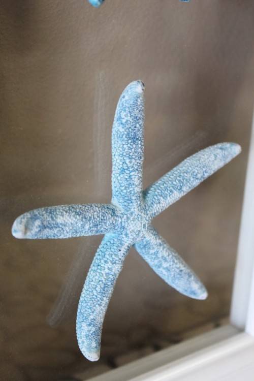 An awesome real "Starfish" on a glass panel in a white frame. Stunning in all homes!!