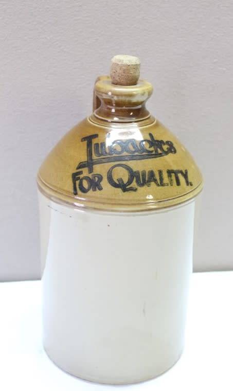 A original vintage 2 tone stoneware handled and corked "Vereeniging" ginger beer jar-Lifespace Sale