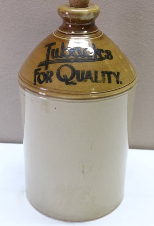 A original vintage 2 tone stoneware handled and corked "Vereeniging" ginger beer jar-Lifespace Sale