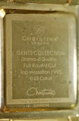A good-looking original Christina London gold plated Swiss made diamond wrist watch.