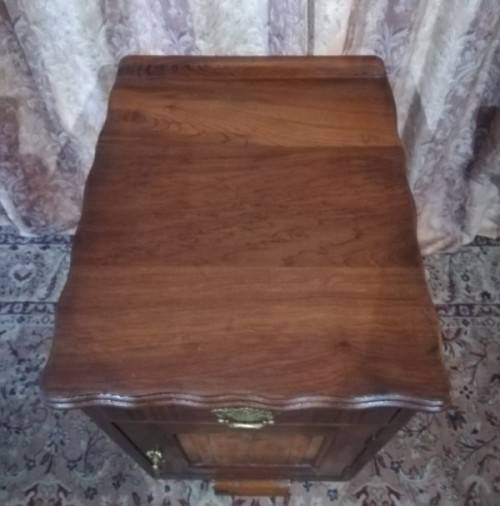 Vintage Imbuia single-door pedestal cabinet with a top drawer and brass handles-Lifespace Sale