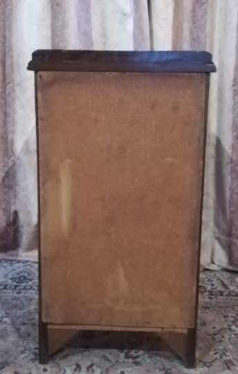 Vintage Imbuia single-door pedestal cabinet with a top drawer and brass handles-Lifespace Sale