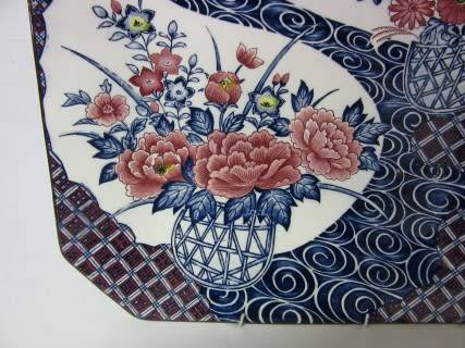 A stunning large rectangular hand painted Japanese "Imari" decorative porcelain wall plate.