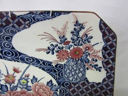 A stunning large rectangular hand painted Japanese "Imari" decorative porcelain wall plate.