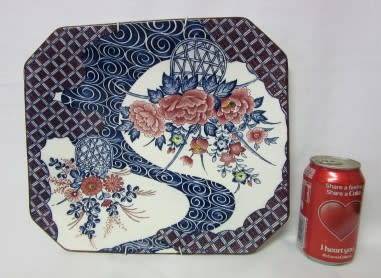 A stunning large rectangular hand painted Japanese "Imari" decorative porcelain wall plate.