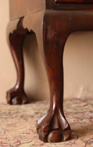 A gorgeous, large vintage Imbuia wood ball & claw buffet/ side server, with carved doors!