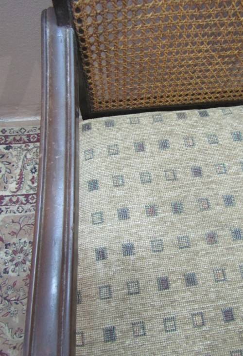 A gorgeous vintage Imbuia rattan backed rocking chair, fantastic in a sun room, patio, porch!!