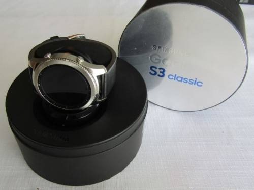 An awesome Samsung S3 classic smartwatch with wireless charger in perfect working order!!
