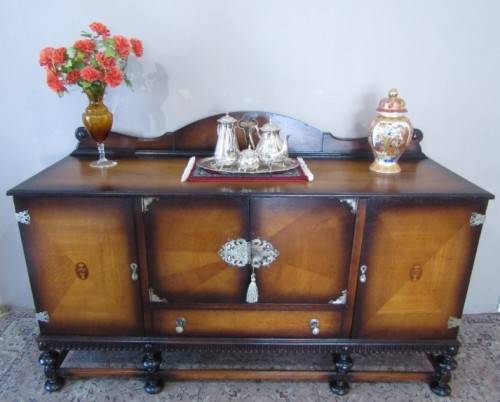 A large Victorian buffet/ side server cabinet w/ drawers, shelves, wine holder-Lifespace Sale