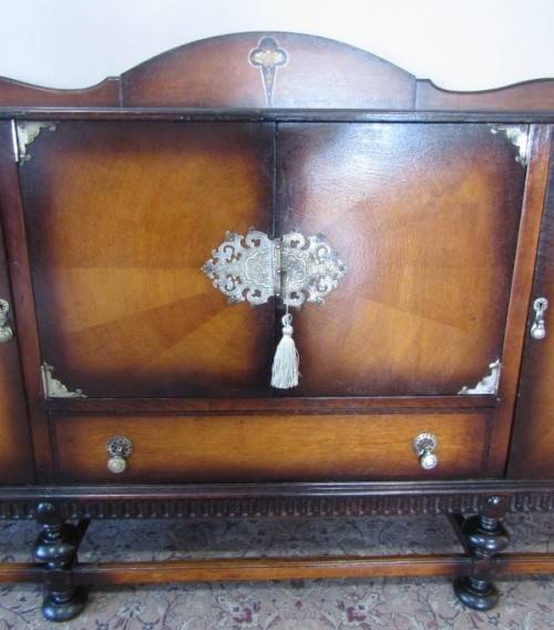 A large Victorian buffet/ side server cabinet w/ drawers, shelves, wine holder-Lifespace Sale