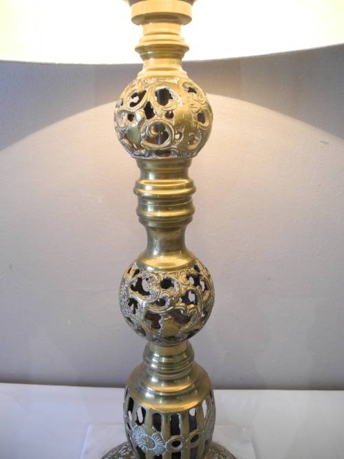 A stunning vintage Brass and marble base table lamp with a silver shade - very stylish.