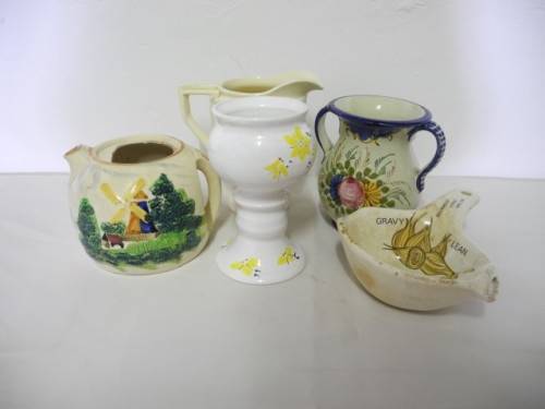 An assortment of 5 items including jugs,teapot & gravy boat.-Lifespace Sale