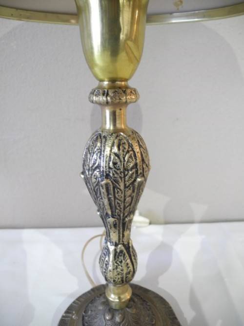 A stunning vintage Brass table lamp with a lovely vintage shade - very stylish.