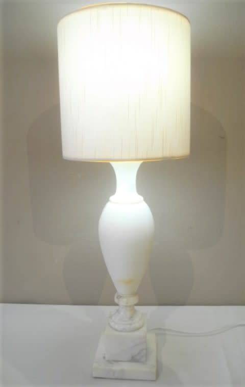 A beautiful solid marble table lamp with a lovely white lampshade-Lifespace Sale
