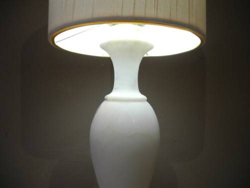 A beautiful solid marble table lamp with a lovely white lampshade-Lifespace Sale