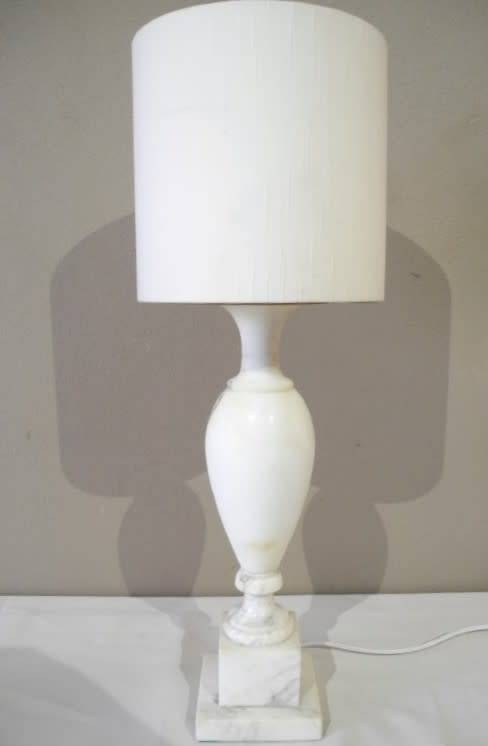 A beautiful solid marble table lamp with a lovely white lampshade-Lifespace Sale