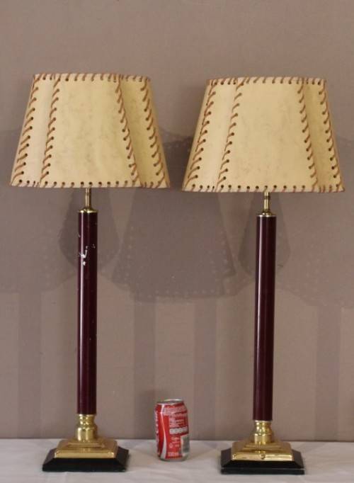Two stunning tall table lamps with a lovely lampshade and brass base-Lifespace Sale