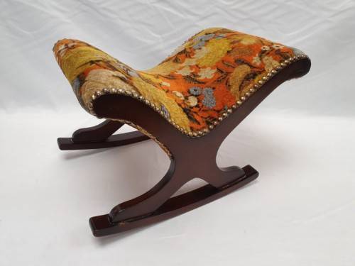 A pretty colourful vintage rocking foot stool with stud detail- Xmas Sale