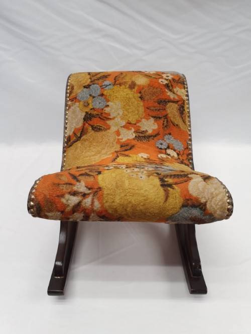 A pretty colourful vintage rocking foot stool with stud detail- Xmas Sale