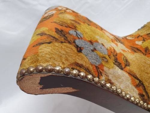 A pretty colourful vintage rocking foot stool with stud detail- Xmas Sale