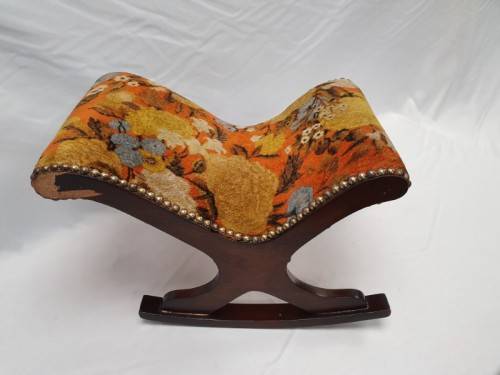 A pretty colourful vintage rocking foot stool with stud detail- Xmas Sale