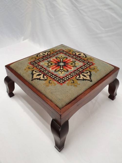 A pretty colourful vintage tapestry foot stool- Xmas Sale