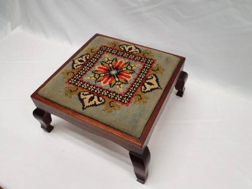 A pretty colourful vintage tapestry foot stool- Xmas Sale