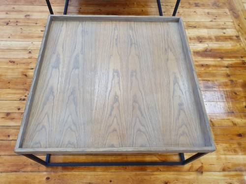 A stylish Oak veneer double coffee table set on metal legs-Xmas sale