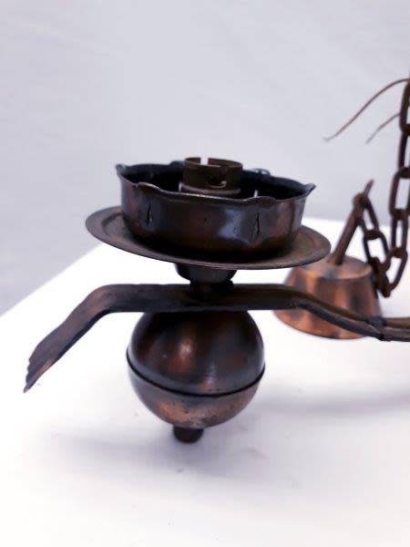 2 stunning vintage three-arm copper ceiling light/ chandelier, perfect in informal rooms-