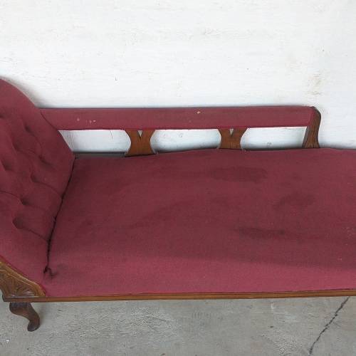 A wonderful antique Edwardian solid Teak Queen Anne Chaise Lounge sofa