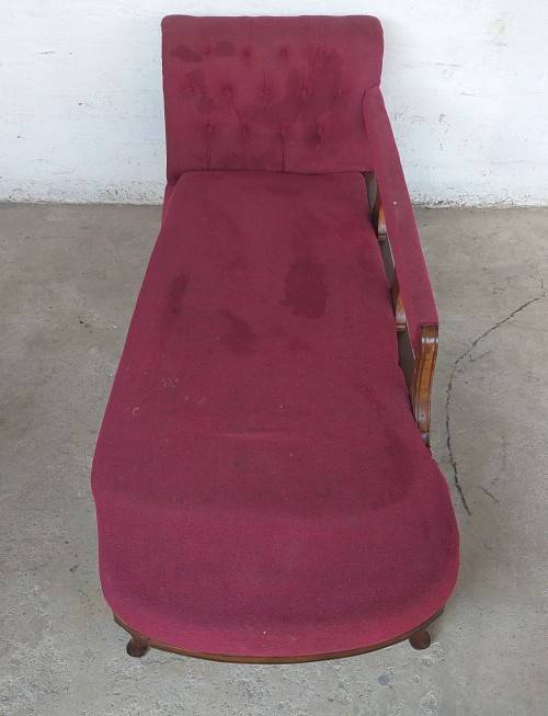 A wonderful antique Edwardian solid Teak Queen Anne Chaise Lounge sofa