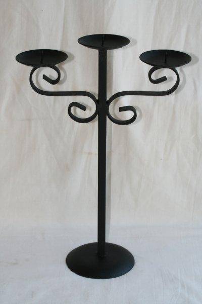 A STUNNING TRIPLE WROUGHT IRON CANDLE HOLDER! OLD, DIFFERENT AND VERY NICE!