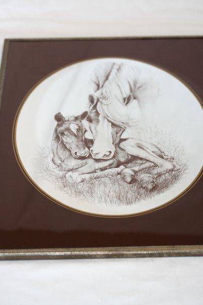 HORSES... BEAUTIFUL OLD MIRROR OF A MOTHER AND HER FOAL IN A FRAME!!! VERY NICE...