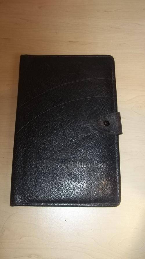 BEAUTIFUL ANTIQUE LEATHER WRITING CASE WITH COMPARTMENTS FOR STAMPS, ENVELOPES, LETTERS, WRITING PAD