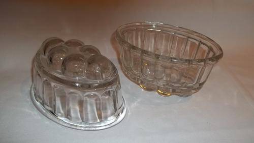 TWO AMAZING ART DECO SOLID GLASS JELLY MOULDS - THIS IS SUCH AN AWESOME FIND!!!