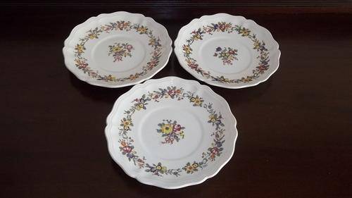 AWESOME VINTAGE (c1932) ROYAL DOULTON LEIGHTON SERIES SET OF THREE SIDE PLATES/ SNACK PLATES