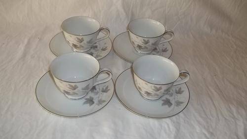 AWESOME NORITAKE OF JAPAN "HARWOOD" SERIES SET OF FOUR TEA CUPS AND SAUCERS