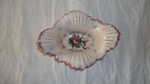 A VERY BEAUTIFUL VERMONT HAND PAINTED CERAMIC TRINKET BOWL IN THE MAJOLICA STYLE - AWESOME!!!!