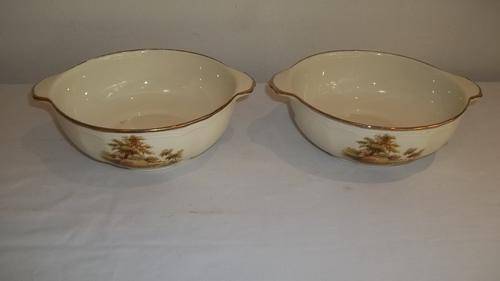 AN AWESOME VINTAGE ALFRED MEAKIN OF ENGLAND "THE HAYRIDE" SERIES SET OF TWO SERVING BOWLS
