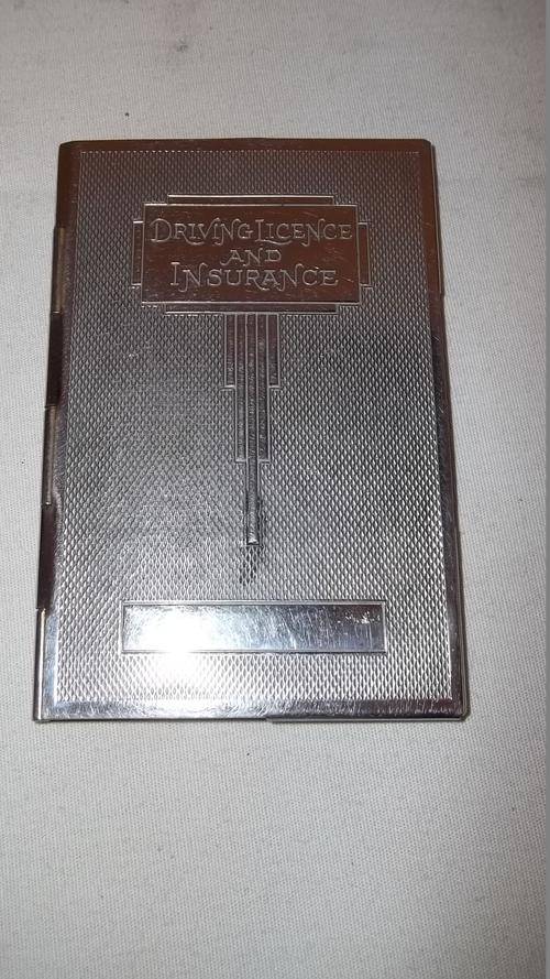 A STUNNING VINTAGE (c1930's) CHROME PLATED ART DECO DRIVERS LICENCE AND INSURANCE CARD HOLDER