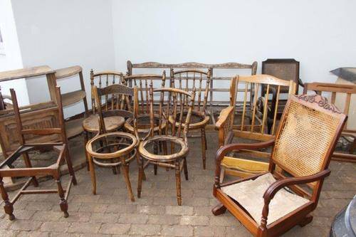 ***JOB LOT*** FURNITURE FOR RESTORATION!!! 2 MECH ROCKERS, CABINET, CHAIRS, COUCH. ONE BID FOR ALL!!