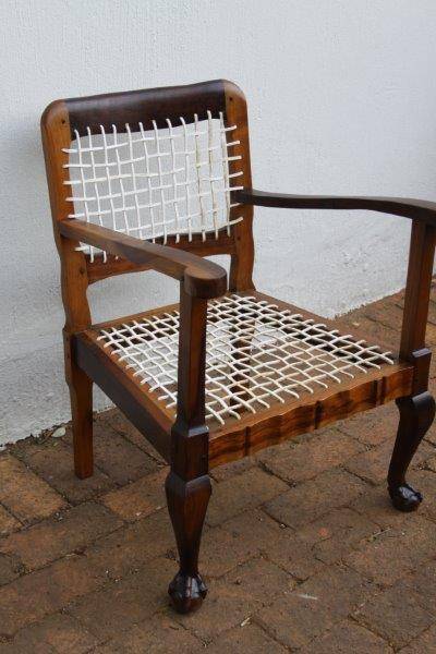 A STUNNING ANTIQUE RIEMPIE CHAIR IN GREAT CONDITION FOR THE AGE!!! THIS IS A NICE CHAIR...