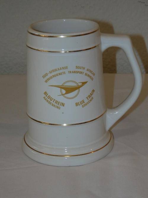 A BEAUTIFUL COLLECTIBLE BLUE TRAIN SOUTH AFRICAN TRANSPORT SERVICES TANKARD