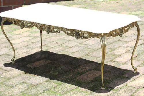 A STUNNING SOLID BRASS & MARBLE COFFEE TABLE IN PRISTINE CONDITION - AWESOME FURNITURE!!!