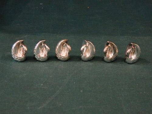 A VERY UNUSUAL SET OF SIX SILVER PLATED "SWAN" SHAPED PLACE CARD HOLDERS IN THEIR ORIGINAL BOX