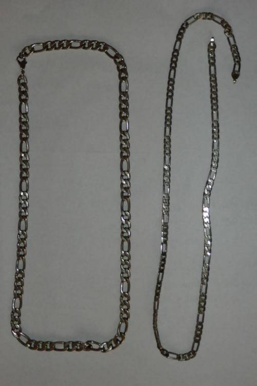TWO AWESOME "BROADER" SILVER GENTS NECK CHAINS WITH A 3/1 LINK COMBINATION