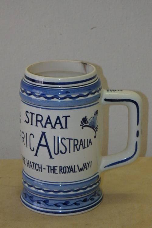 AN INCREDIBLE VINTAGE (c1960's) DELFT "ROYAL INTEROCEAN LINES" STRAAT AFRICA AUSTRALIA TANKARD