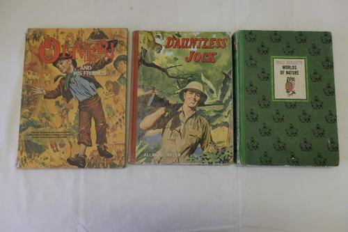 THREE SUPER VINTAGE CHILDRENS ANNUAL TYPE PICTURE BOOKS INCLUDING WALT DISNEY'S "WORLDS OF NATURE"