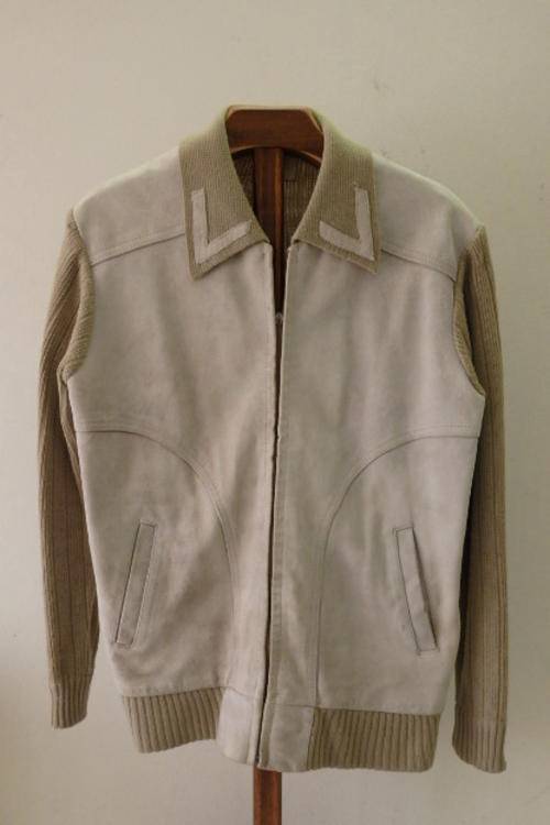 AN AWESOME VINTAGE (c1970's) "DINO CEZARE" MENS SIZE LARGE SUEDE AND KNITWEAR JACKET